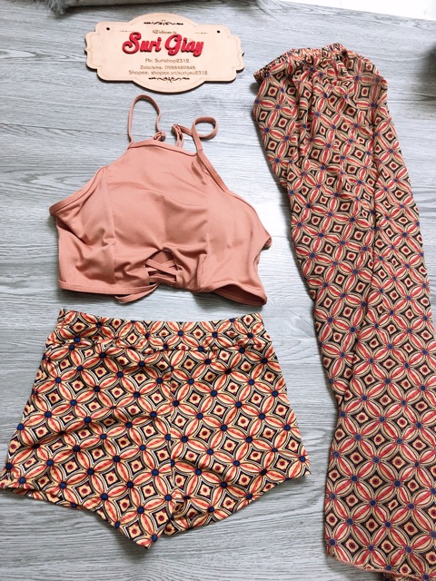 BỘ ĐỒ BƠI SET BA CHI TIẾT DÂY BUỘC SAU KÈM VÁY QUÂY SIÊU XINH | BigBuy360 - bigbuy360.vn