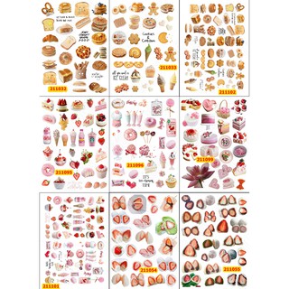 Sticker A4 [SET ĐỒ ĂN NGỌT THEO TONE MÀU] Dạng Lì Trang Trí Bullet Journal Siêu Đẹp 211