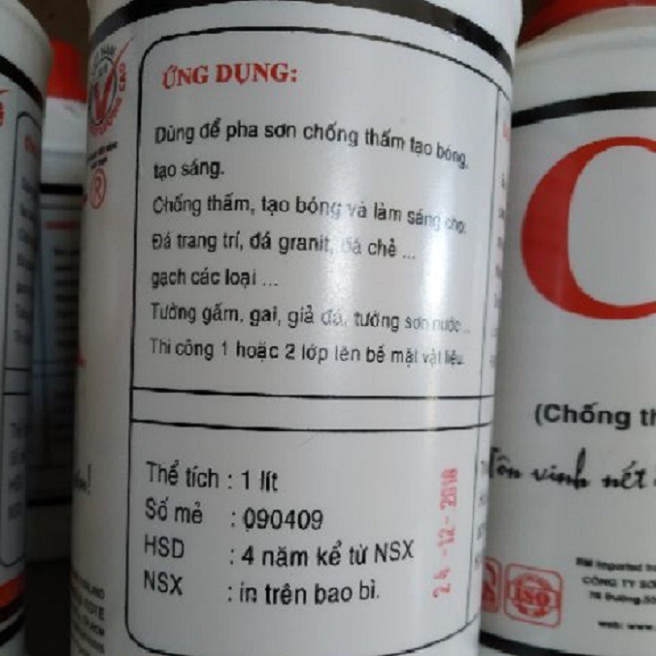 Keo bóng nước CK tạo bóng cho gỗ , đá , tường ( Chống thấm tạo bóng Shieldkote loại 1 lít)