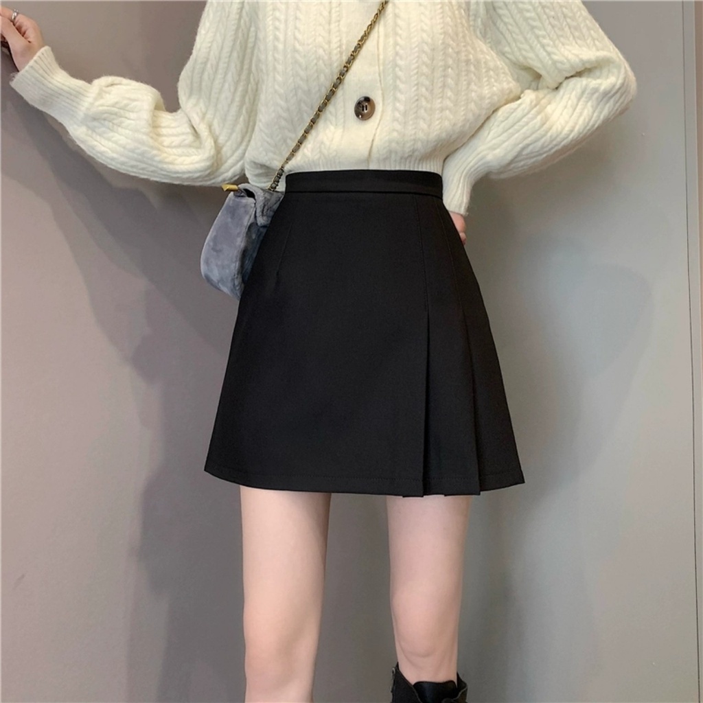 Chân váy xếp ly ngắn dáng tennis chữ A xòe màu đen nâu có quần nót trong - Chân Váy ngắn nữ xinh hàn mặc đi học công sở