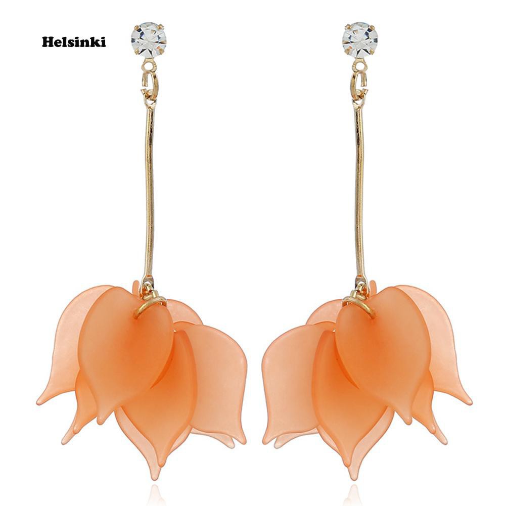 Đôi Khuyên Tai Hình Cánh Hoa Đính Đá Thời Trang Cho Nữ