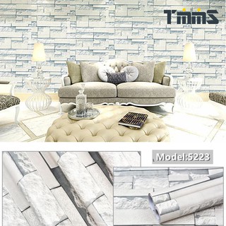 [Mẫu Mới] Cuộn 10m Giấy Dán Tường Giả Đá 5223 Có Keo Sẵn Khổ Rộng 0.45m2