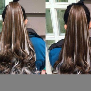Tóc giả cột xoăn đuôi móc line