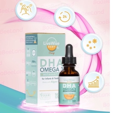 DHA Omega-3 Thuần Chay Non GMO LiveWise Mỹ cho bé từ sơ sinh đến 3 tuổi - 𝑯𝒂̀𝒏𝒈 𝑨𝒊𝒓 - BAABEELAND