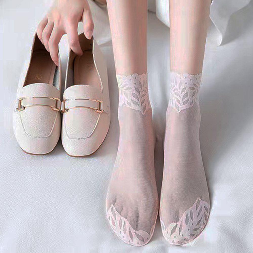 Vớ Thuyền Nylon Trong Suốt Chống Trượt In Họa Tiết Lá Thời Trang Harajuku Cho Nữ