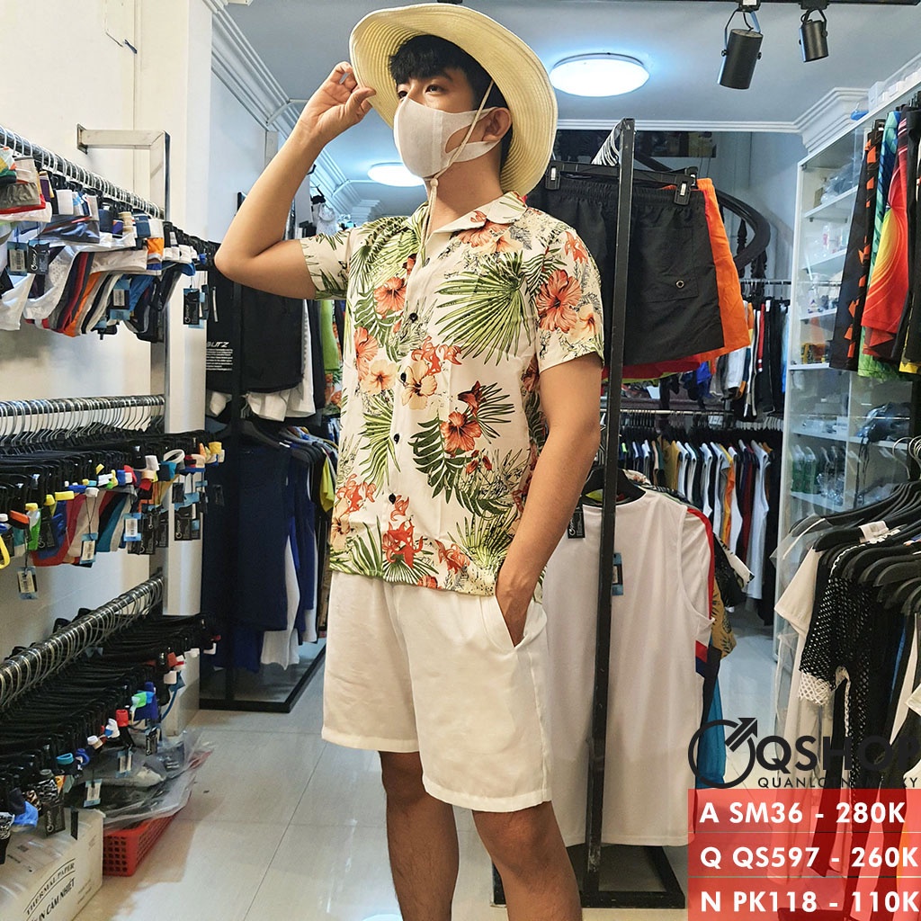 Quần short nam vải đũi đi chơi, đi biển QSHOP QS597