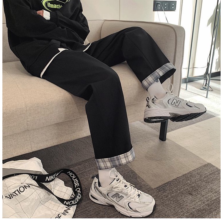 Quần Denim Ống Rộng Lưng Cao Họa Tiết Sọc Caro Thời Trang 2022 Cho Nữ