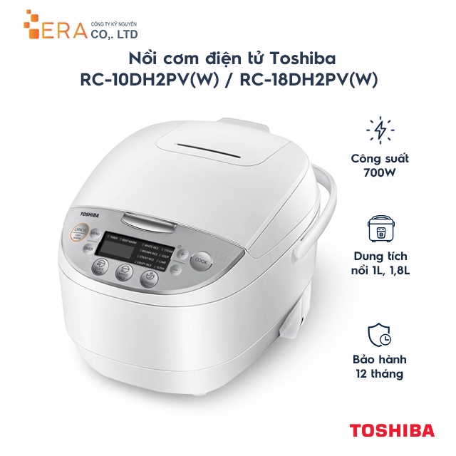 [Mã ELHADEV giảm 4% đơn 300K] Nồi cơm điện tử Toshiba RC-10DH2PV(W) / RC-18DH2PV(W)