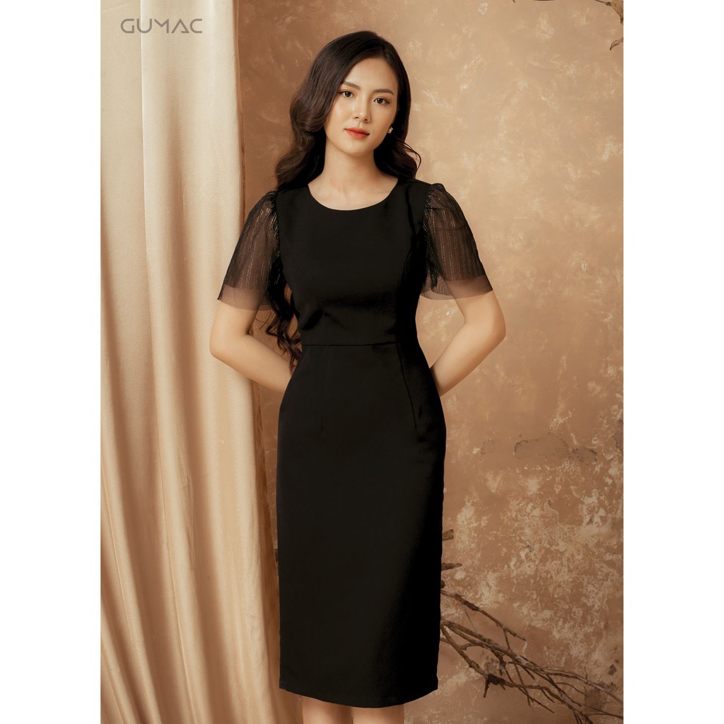 Đầm nữ tay phối lưới GUMAC MS12942_DEN