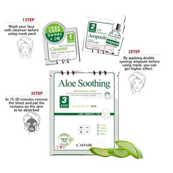 Hộp 10 Miếng Mặt Nạ Phục Hồi Trẻ Hóa Da 3 Bước Rainbow L'affair Aloe Soothing 10 x 28 ml