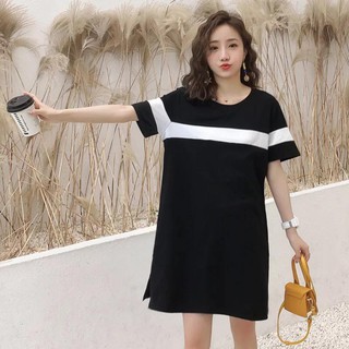 Váy bầu đen phối trắng