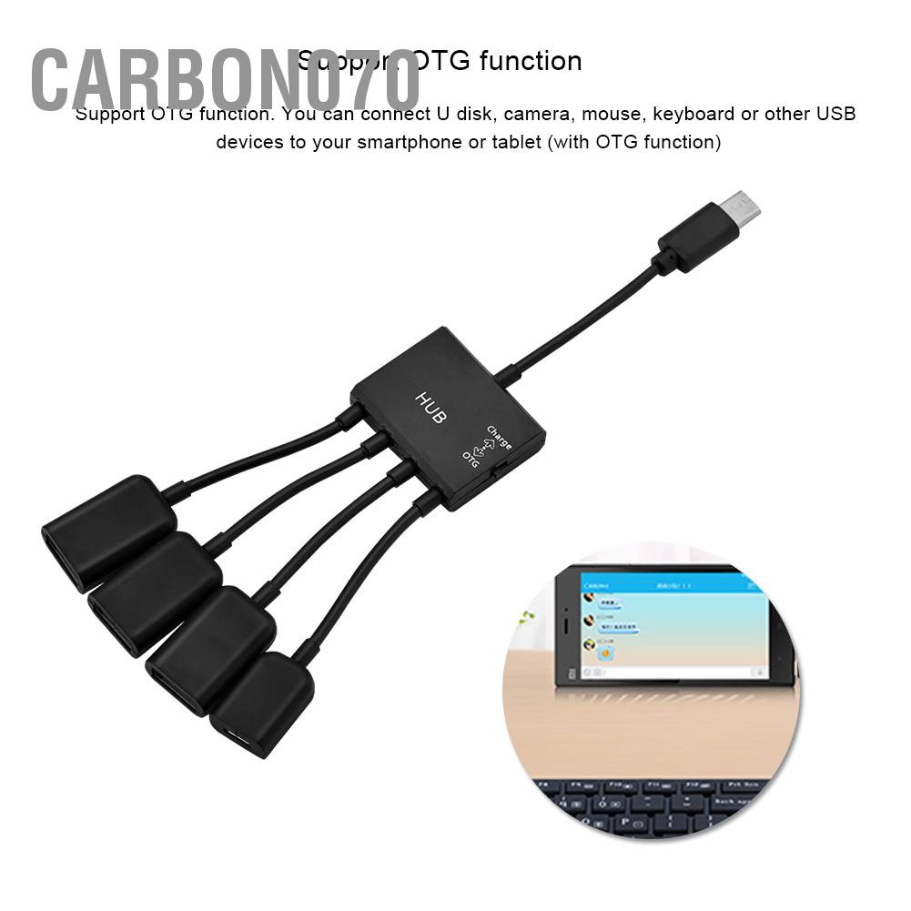 Hàng Sẵn Cáp chuyển đổi 4 trong 1 USB 3.1Type-C sang USB 2.0 4 Cổng Hub Chức năng OTG với Sạc USB-C【Carbon070】