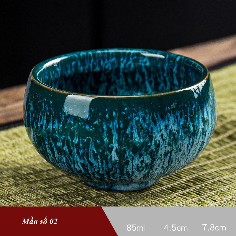 Chén thưởng trà men Thiên Mục dáng bầu 85ml