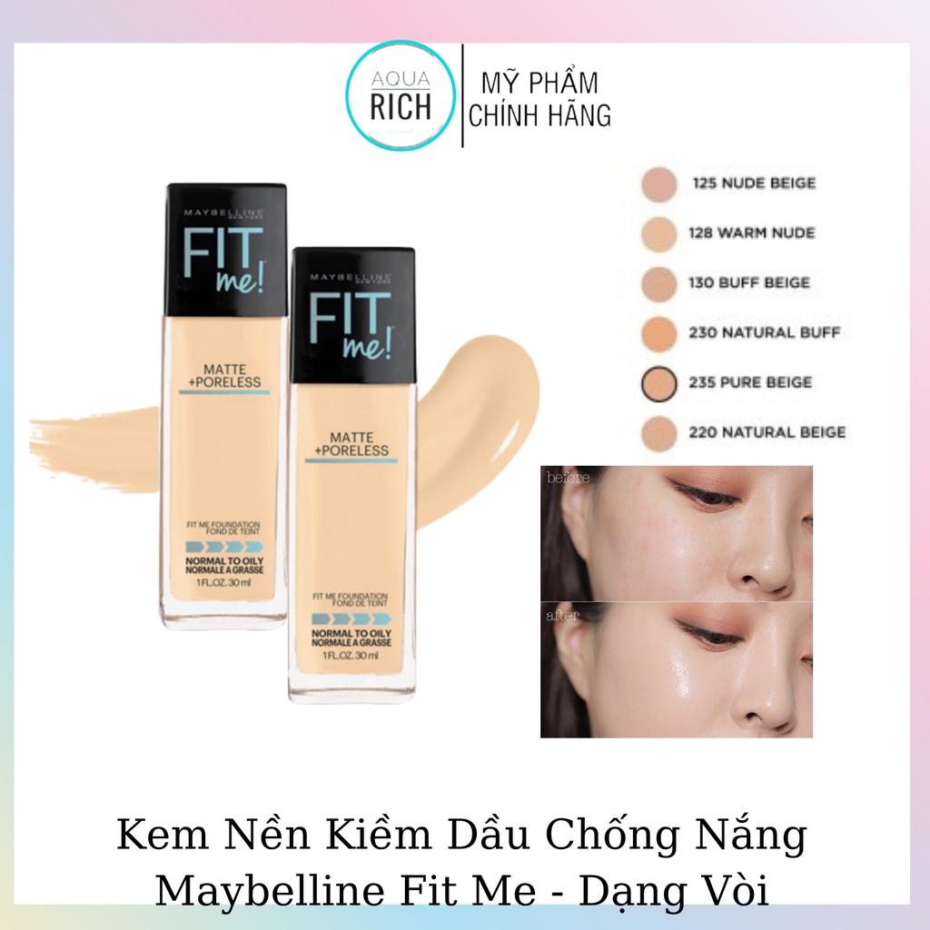 Kem Nền Kiềm Dầu Chống Nắng Maybelline Fit Me Dạng Vòi - Có Bill Chính Hãng