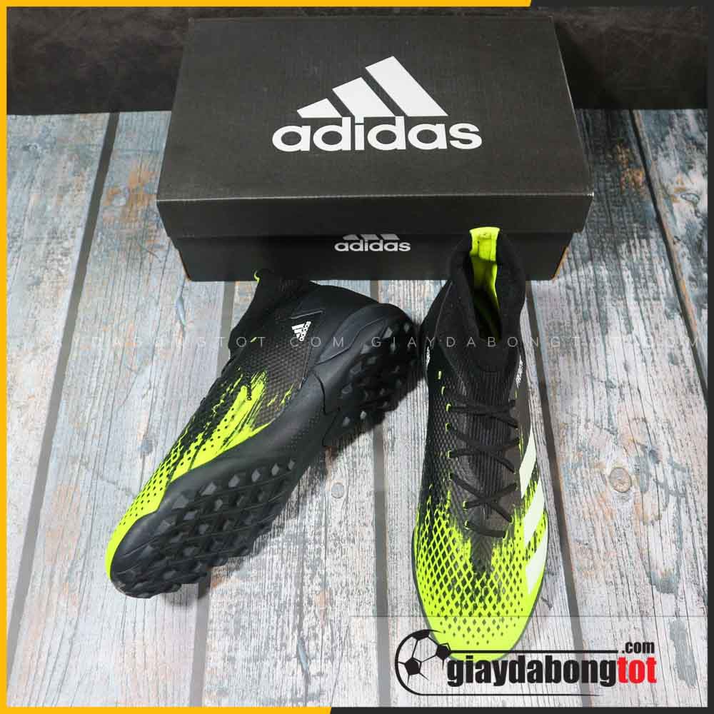 Giày đá bóng sân cỏ nhân tạo cổ cao Predator 20.3 TF Đen xanh chuối | Cổ cao | Có dây