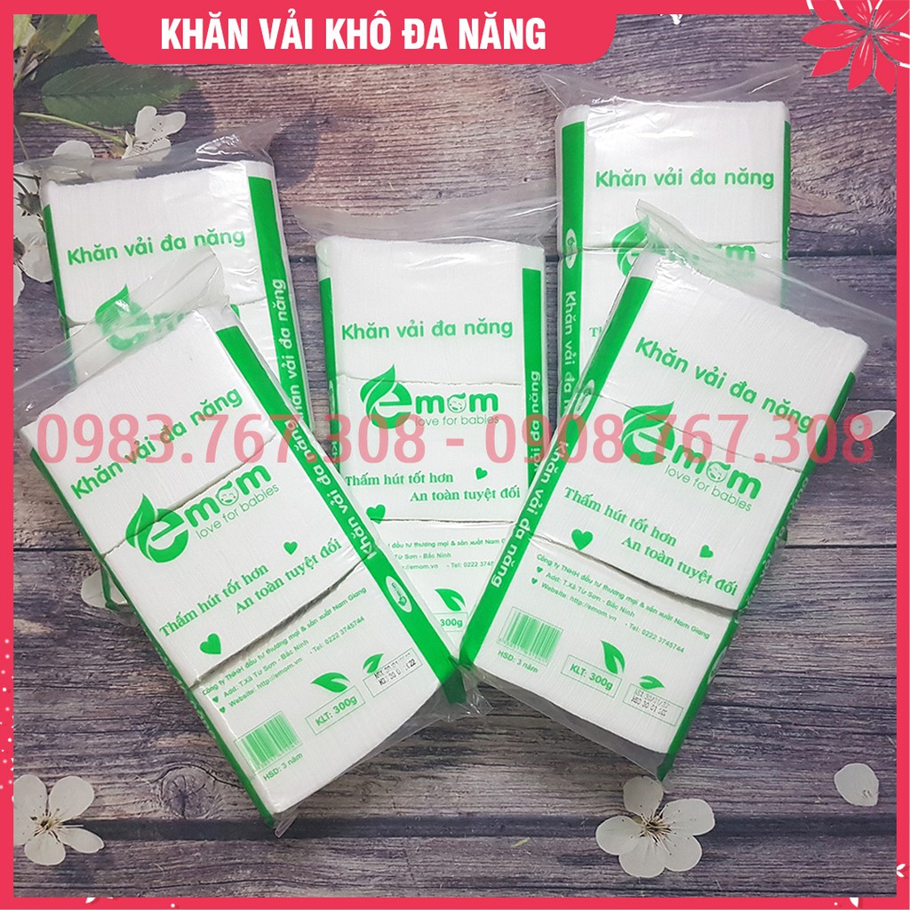 Khăn Vải Khô Đa Năng Emom 300gram - Khăn Vải Không Dệt (250 - 270 Tờ) - 8938517691041