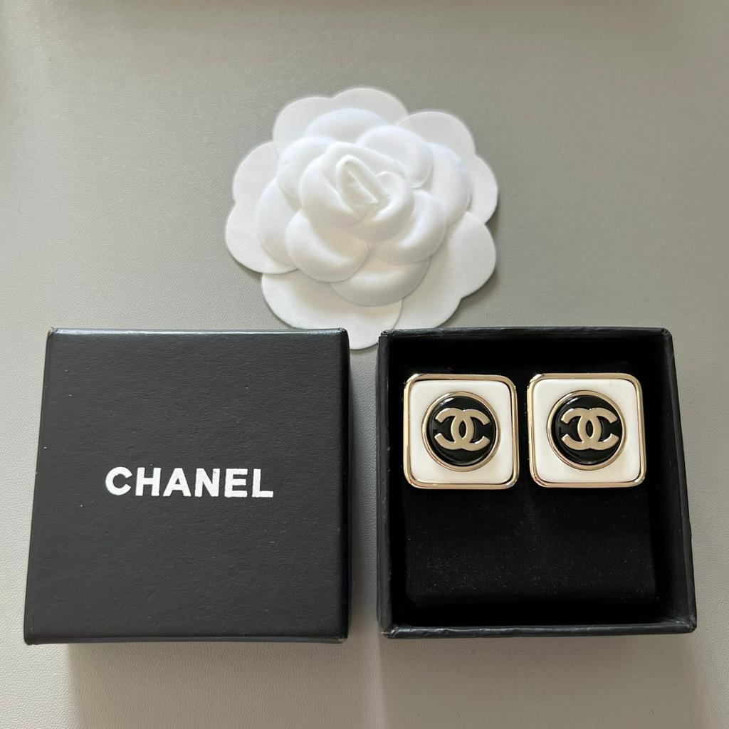 Bông Tai Mạ Bạc 925 Hình Vuông Chữ C / C Bằng Đồng Thau Phong Cách Retro Thời Trang 2023