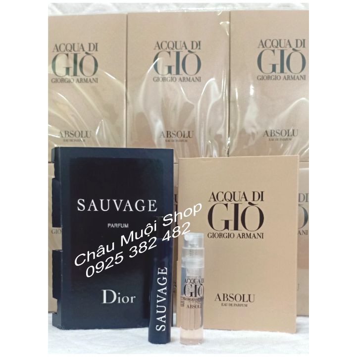 Combo 2 Mẫu Thử Nước Hoa Dior Sauvage -1ml  - Acqua Di Giò Absolu - 1.2 ml For Men