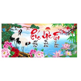 Tranh đá PHÚC LỘC THỌ DF022(102x50cm) chưa đính
