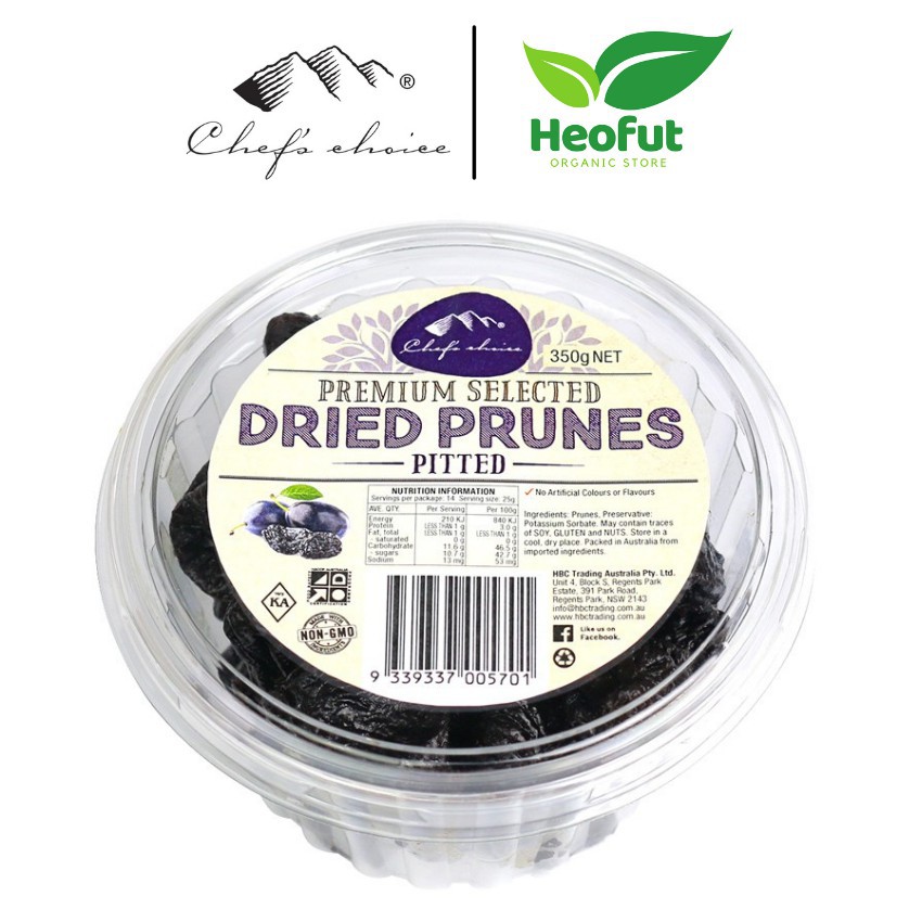 Đồ ăn vặt hoa quả sấy khô Chef's Choice mận khô hữu cơ organic nhập khẩu Úc Heofut