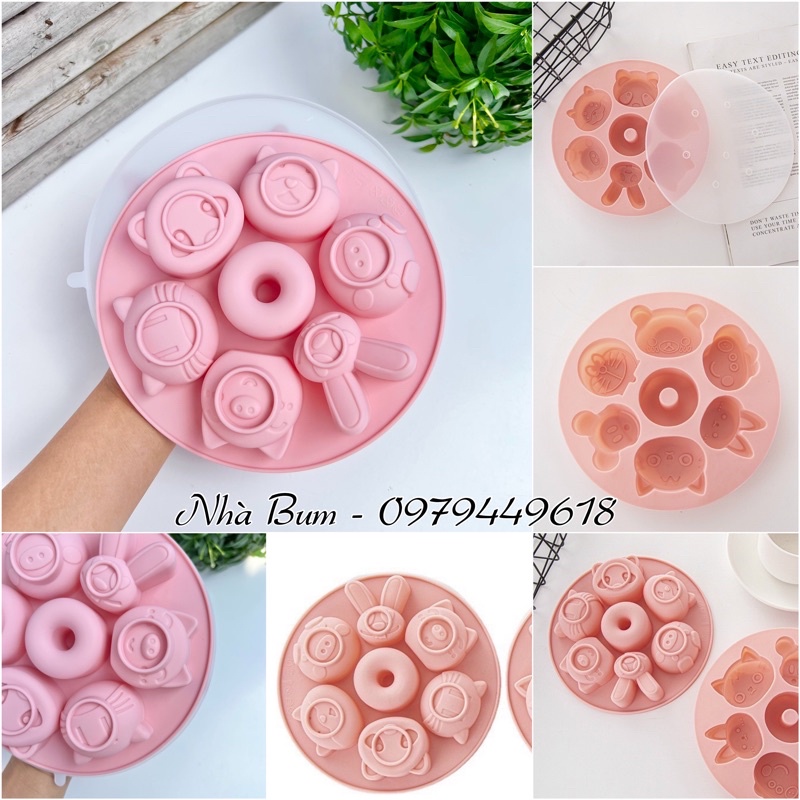 Khuôn silicon làm bánh, pudding hình thú - hấp bánh