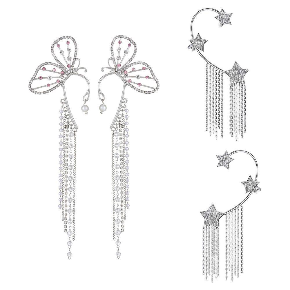 Khuyên Kẹp Vành Tai Đính Đá Lấp Lánh Thời Trang Cho Nữ