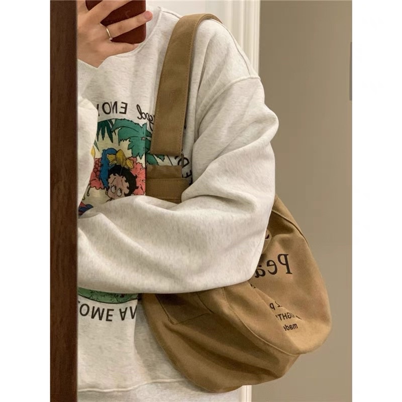 (Có sẵn Be/Nâu) TÚI VẢI UNISEX NAM NỮ TÚI CANVAS ĐEO CHÉO ULZZANG ĐI HỌC ĐI CHƠI