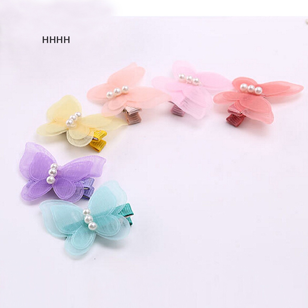 Bộ 2 Kẹp Tóc Hình Bướm Chất Liệu chiffon