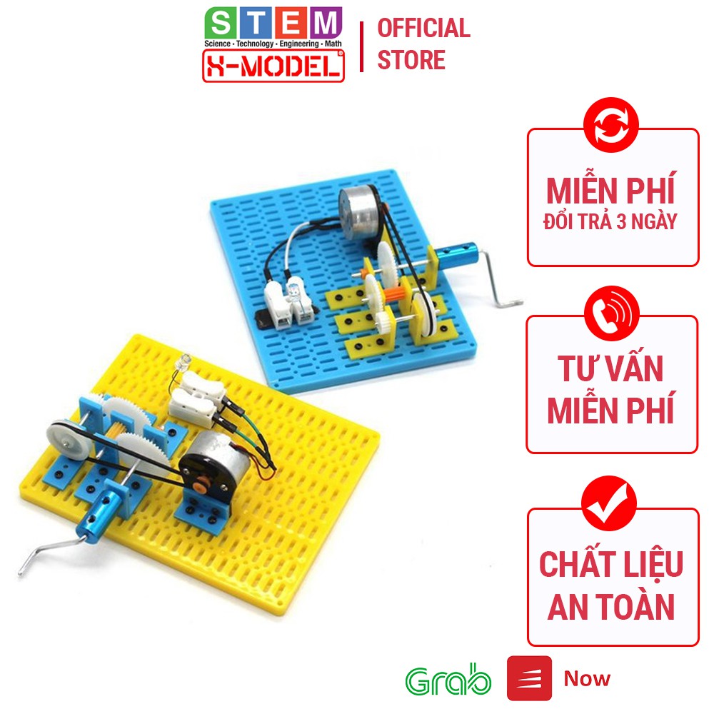 Đồ chơi giáo dục STEM Mô hình máy phát điện quay tay dụng cụ thí nghiệm khoa học cho bé ST93 X- MODEL tự lắp ráp