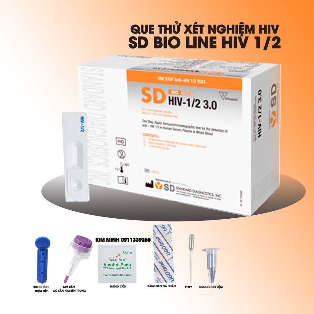 Que thử test nhanh HIV - SD BIOLINE Hàn Quốc chính xác tới 99%