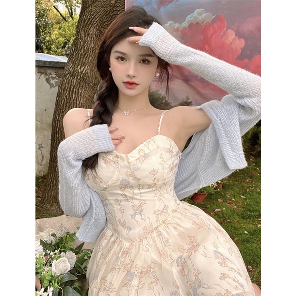 Váy voan hoa nhí 2s cúp ngực xoè dáng ngắn dễ thương