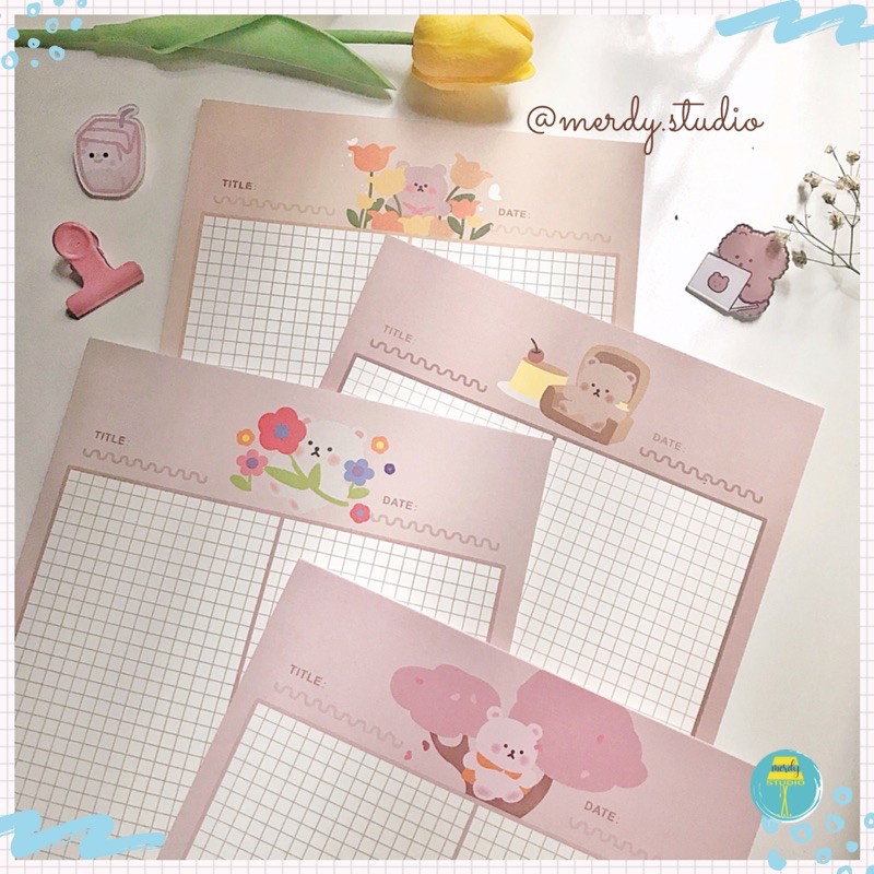 Tập 30 tờ giấy note B5 Spring Day màu pastel xinh xắn