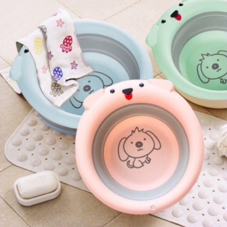 Chậu Rửa Mặt Gấp Gọn Cho Bé Yoota Baby Chất Liệu Silicol Cao Cấp 34cm Hình Gấu Đáng Yêu