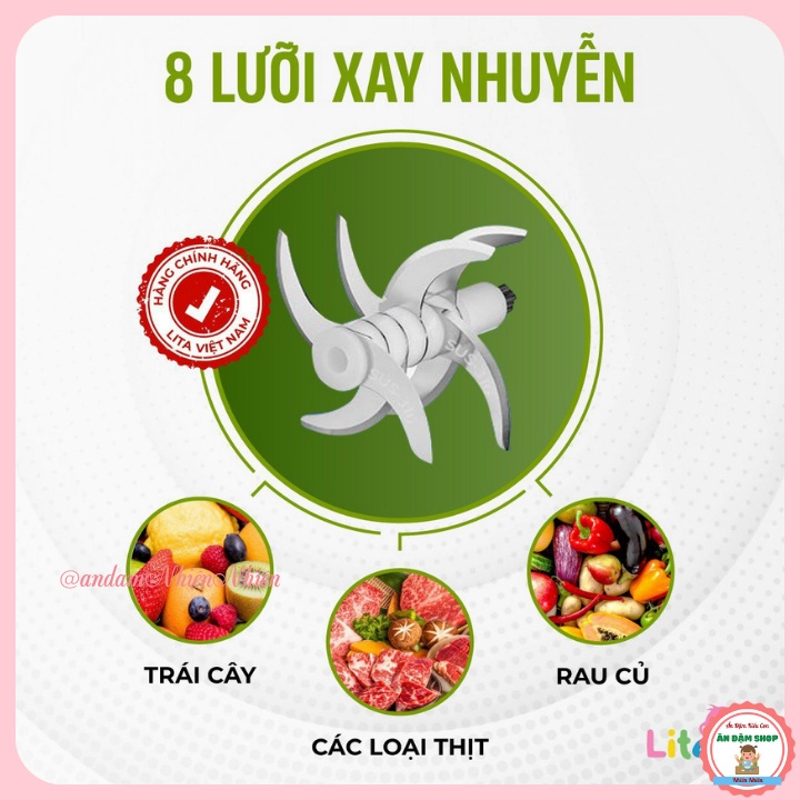 Máy Xay Ăn Dặm Lita 0.3 Lít cao cấp cho bé 8 lưỡi dao, Bảo hành 12 tháng lỗi nhà sản xuất