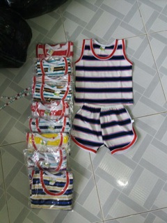 Set 2 bộ ba lỗ kẻ bé trai