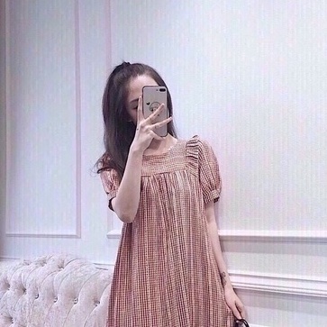 Váy bầu thời trang - Váy bầu thời trang thiết kế chất lụa hàn freesize từ 45 đến 70kg