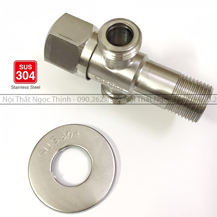 [VAN 2 NHÁNH CÓ ĐẦU KHÓA] Van T cầu inox 304 chia 2 nhánh nước - có khóa giảm áp