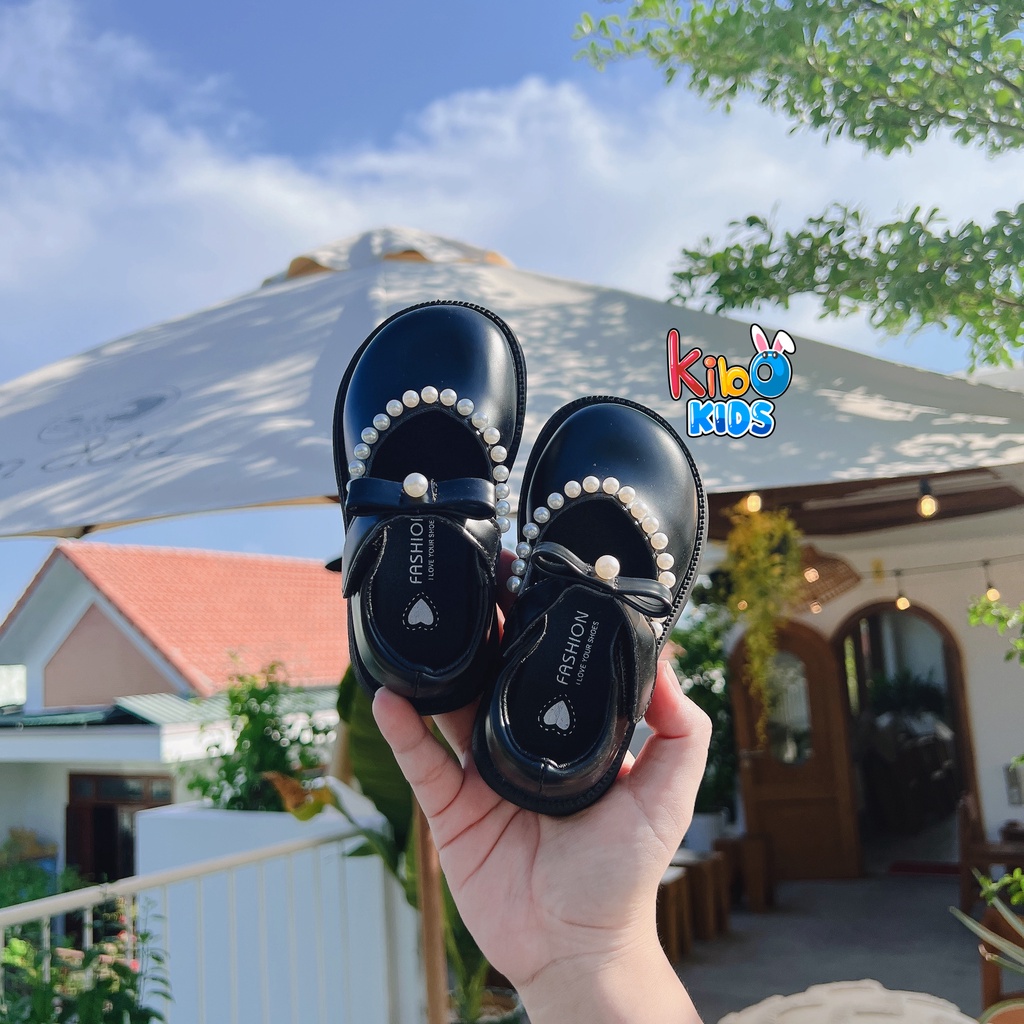 Giày Bé Gái - Giày búp bê da mềm phong cách Vintage Hàn Quốc có quai dán BB444 (có ảnh thật)