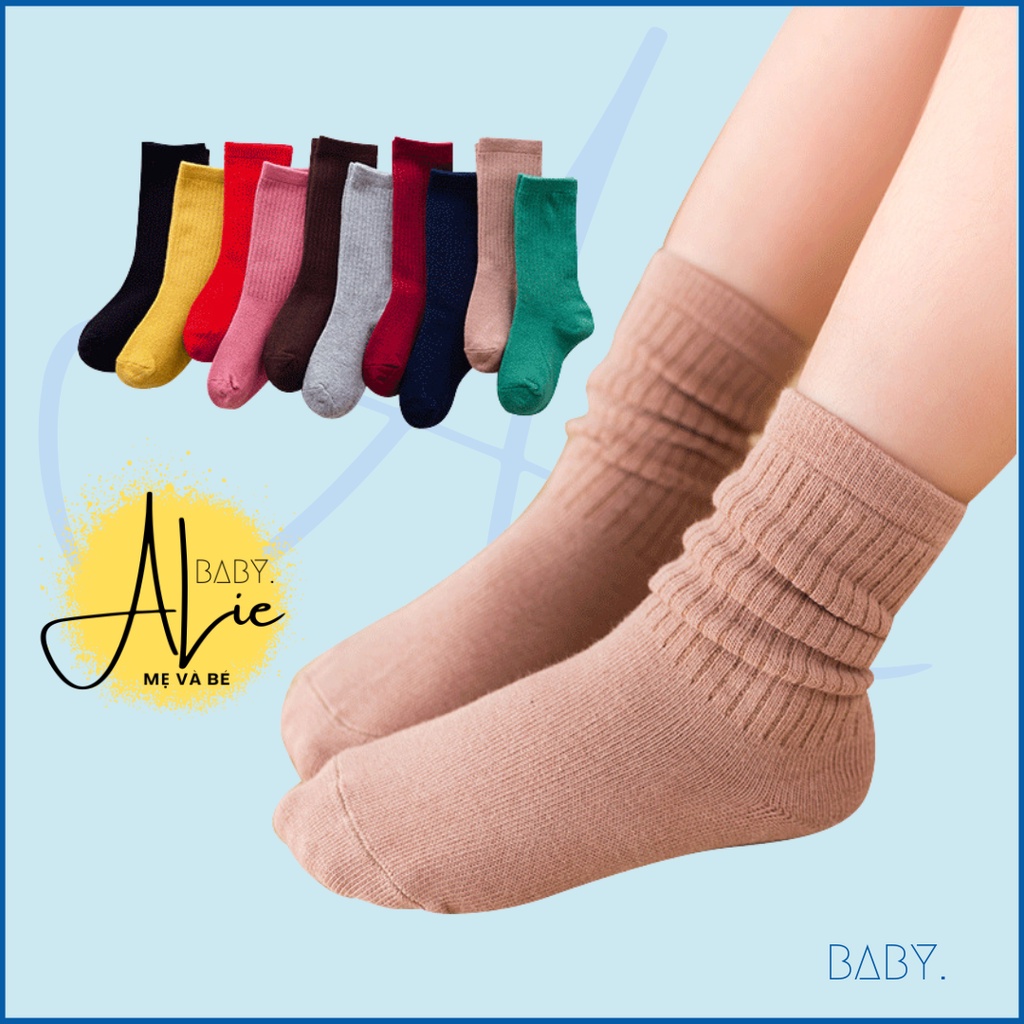 Tất cổ cao trơn màu cho bé Alie Baby vớ trẻ em Hàn Quốc từ 3-6 tuổi