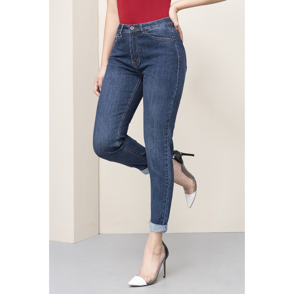 Quần Jeans Nữ Cạp Cao LUPERI Chất Liệu Dày Dặn Co Dãn Không Bai Không Xù LFQJ163
