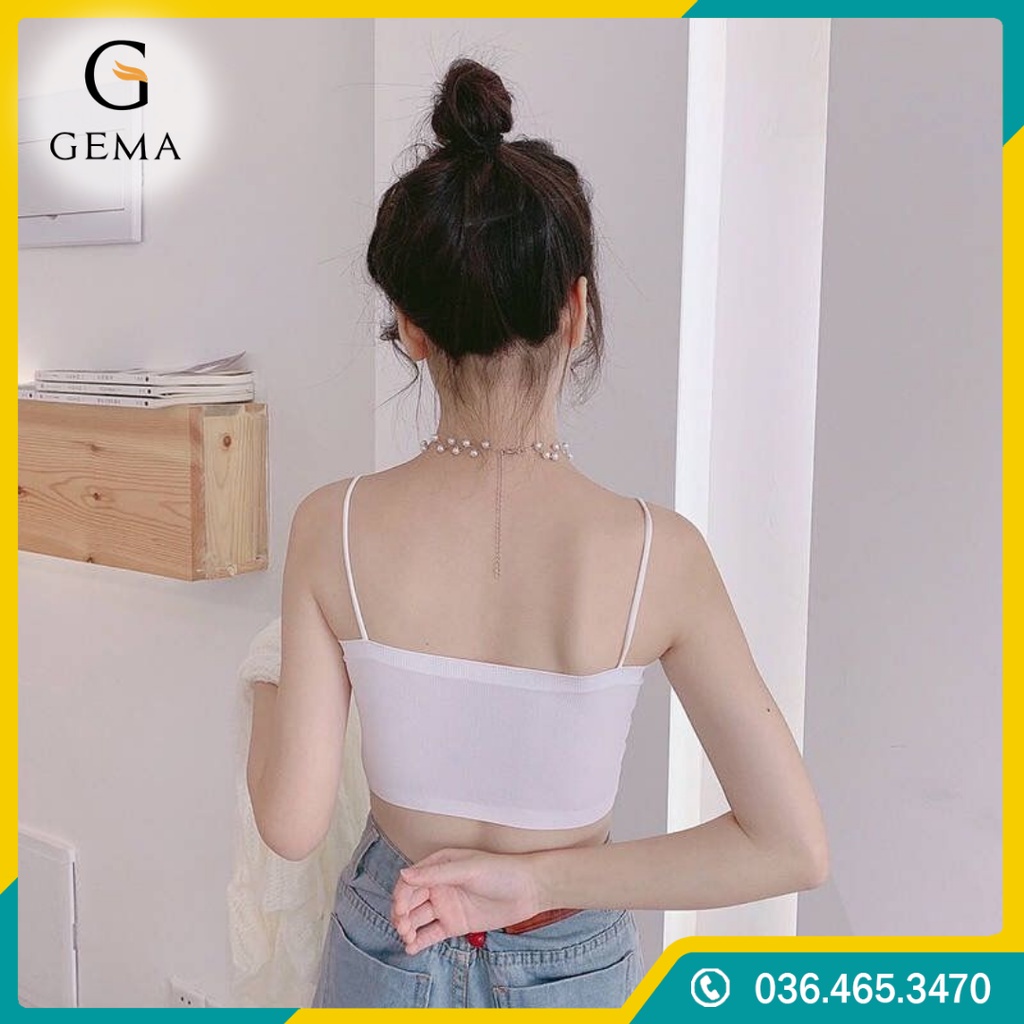 Áo bra su trơn quây 2 dây mảnh không gọng có đệm ngực, Áo 2 dây sợi bún quây ngang đúc su trơn