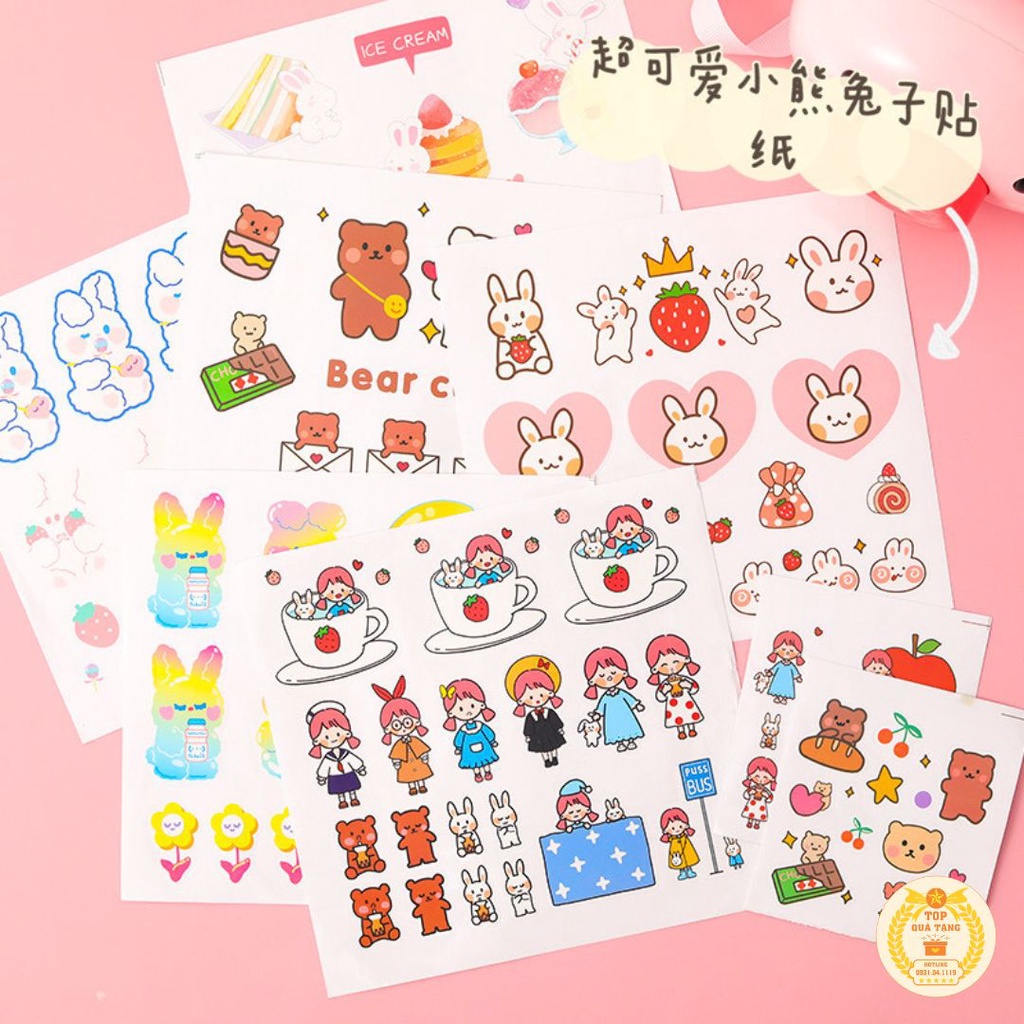 Sticker cute, Hình dán sticker trang trí TopGift