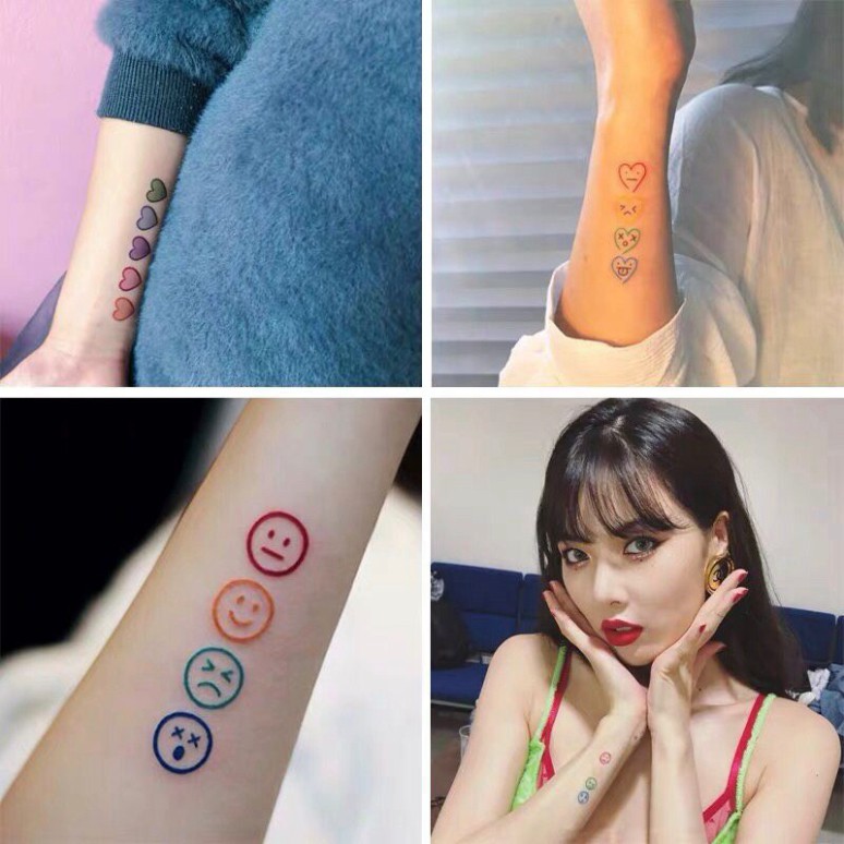 Combo 30 Tấm Hình Xăm Dán Mini Emoji Cảm Xúc - Flash Tattoo Phong Cách Hàn Quốc Cực Cá Tính