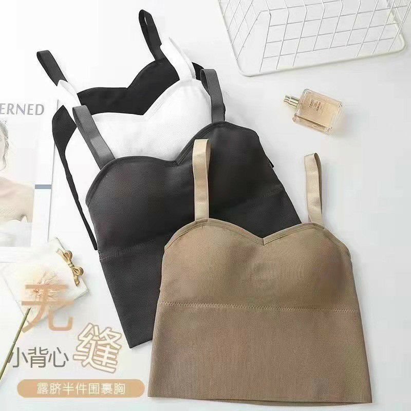 Áo bra 2 dây, áo ngực bra len tăm dáng croptop 4 màu 288