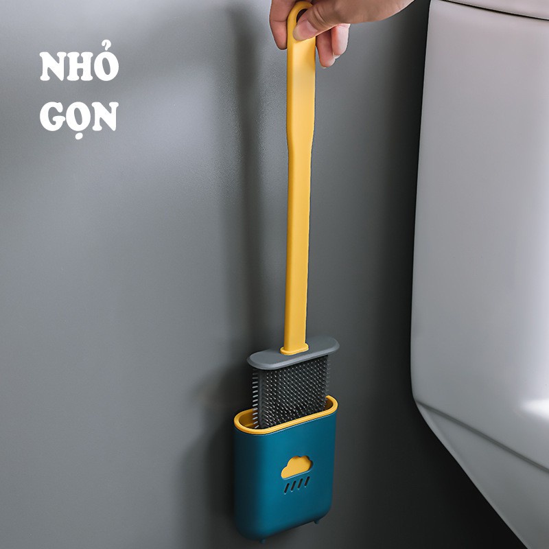 Chổi Cọ Nhà Vệ Sinh, Cây Cọ Toilet Bồn Cầu Bằng SiliCon Có Giá Đựng Dán Tường - An toàn, vệ sinh