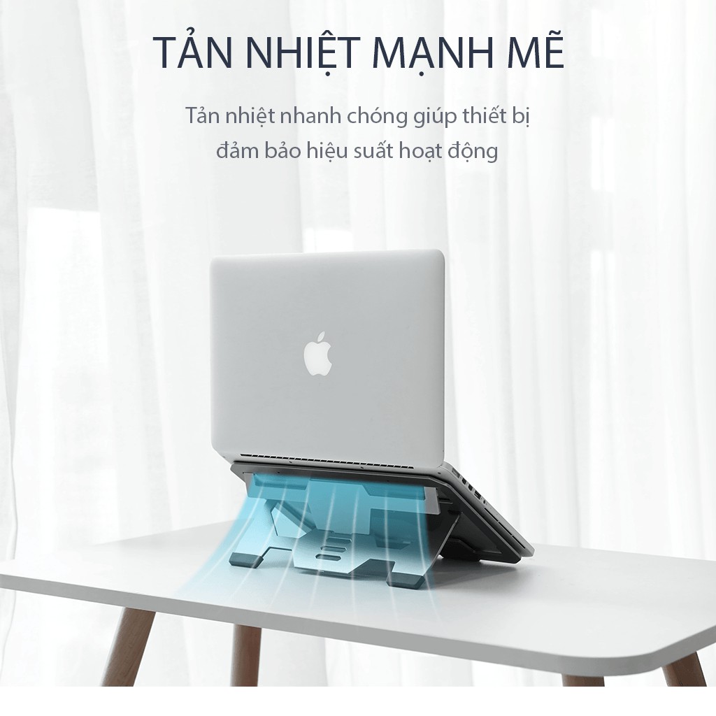 Giá Đỡ Máy Tính 13-17 inch Gấp Gọn Hợp Kim Nhôm  Đế Đệm Silicon Vivan VLS02 Tản Nhiệt Huyệt Quả