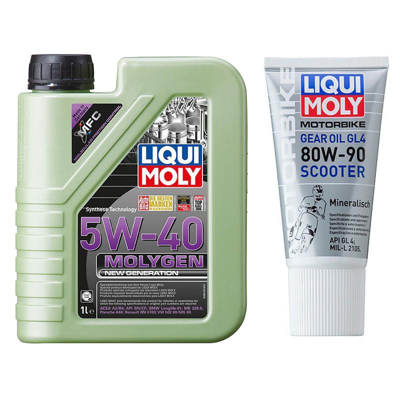 Combo nhớt Liqui Moly 5W40 Molygen 1L và tuýp láp 150ml