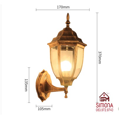 Đèn Chùa Cột Gắn Treo Tường Cổng Ngoài Trời SIMONA Màu Vàng DGT 031V