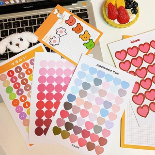 Bảng sticker BST Sắc màu Hoa mặt trời hình trái tim, chấm tròn xinh xắn
