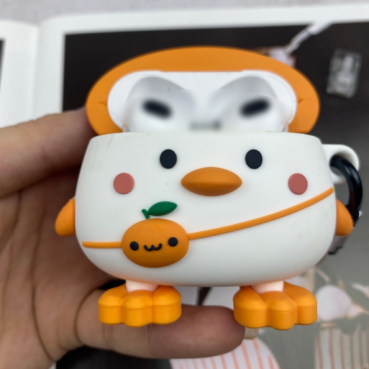 Case Airpods 1/2/3/Pro Lovely Duck - Vỏ ốp tai nghe không dây airpod 1/2/3/Pro hình chú vịt đội mũ dễ thương- Mã TZAP388